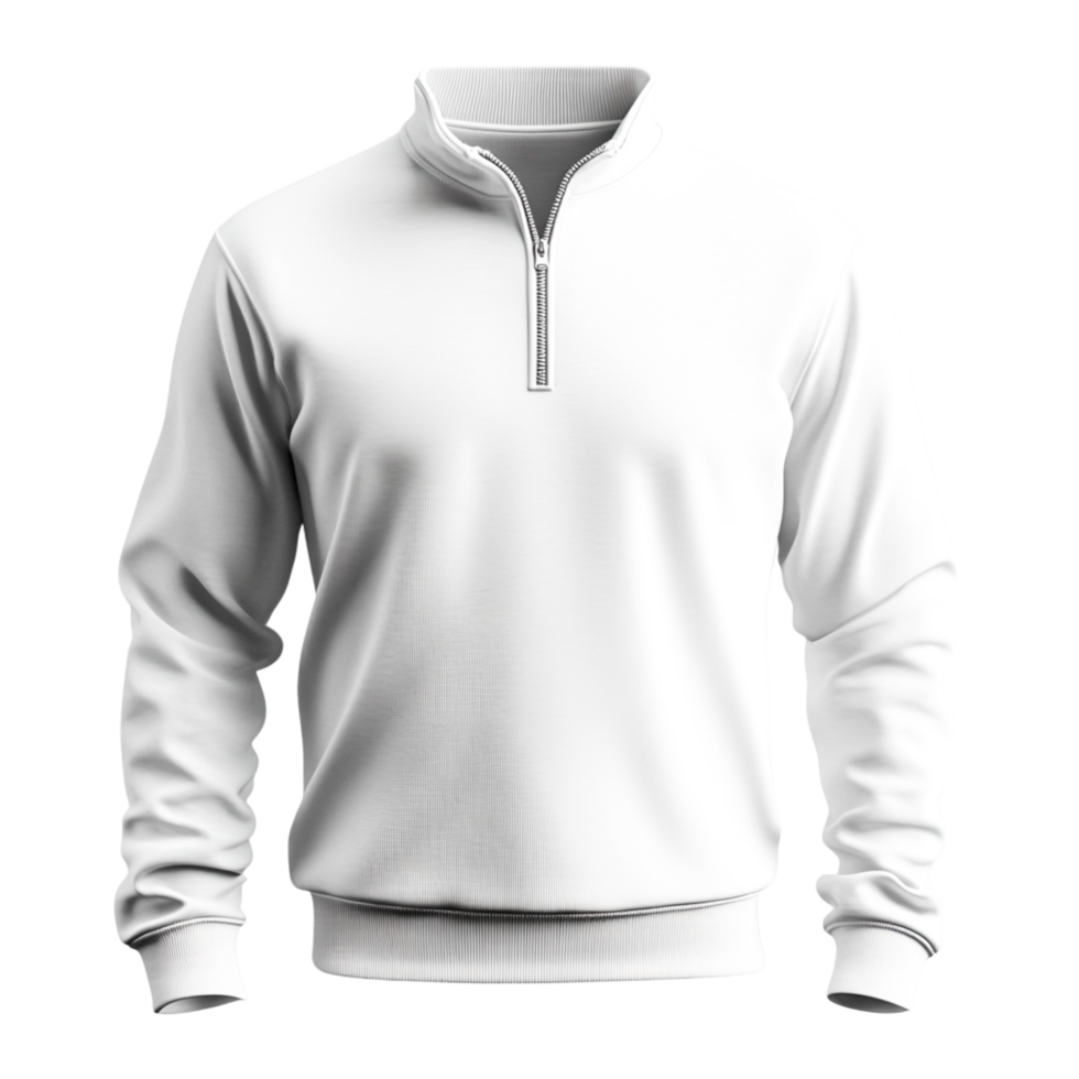 Stylish White Half-Zip Pullover for Modern Wardrobe png