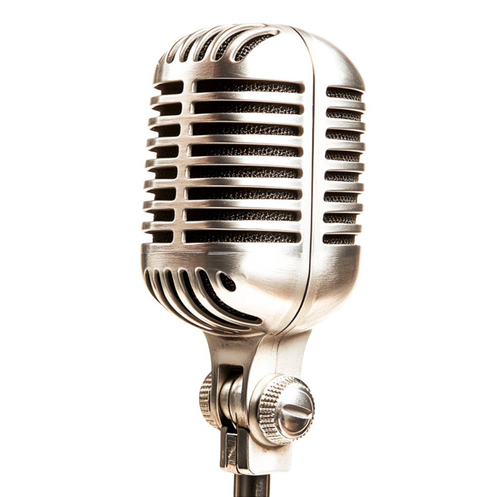 Vintage Microphone on a Stand for Performance Use png