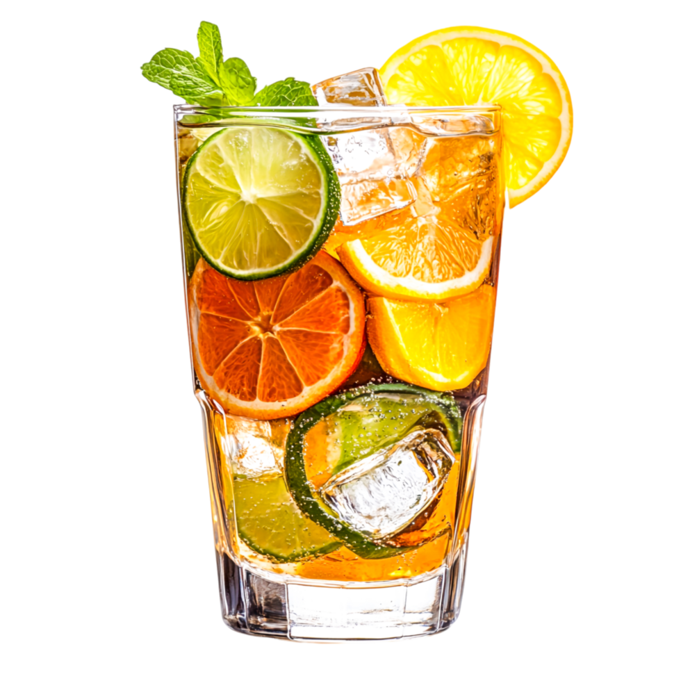 Refreshing Citrus Cocktail with Fresh Mint and Ice png