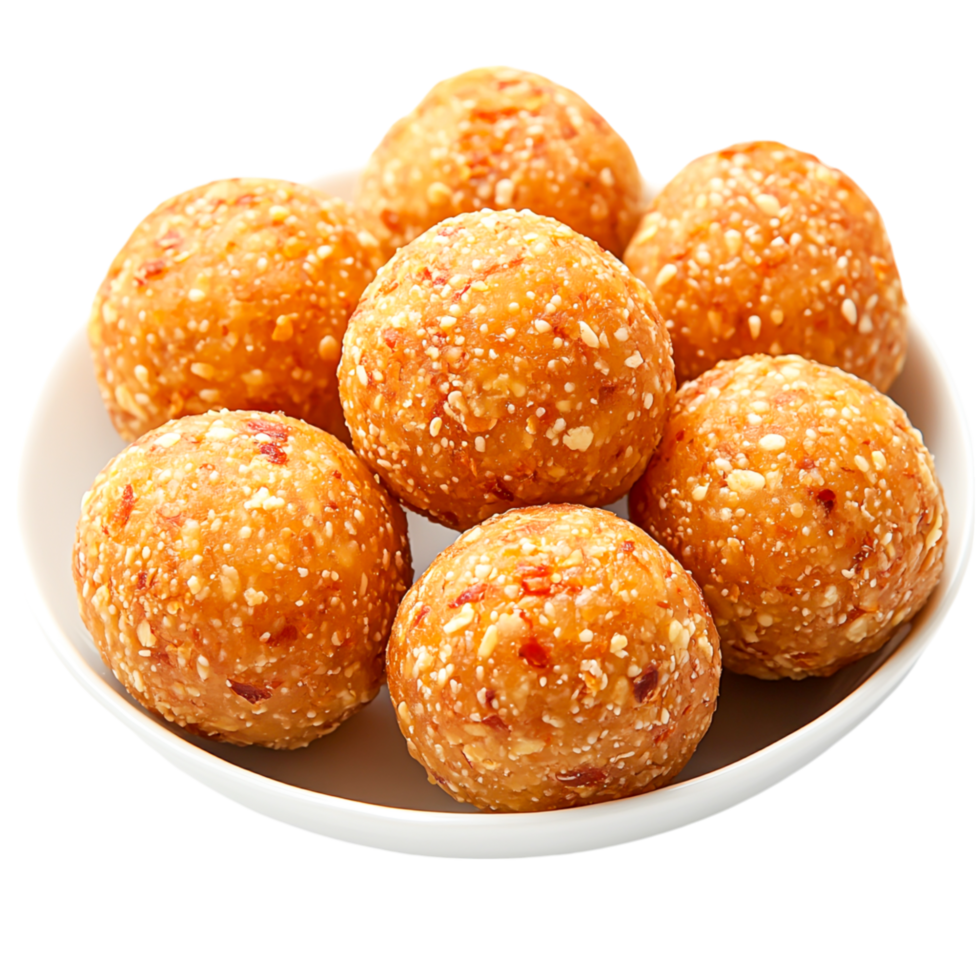 Delicious Sweet Balls with Sesame Seeds on a Plate png