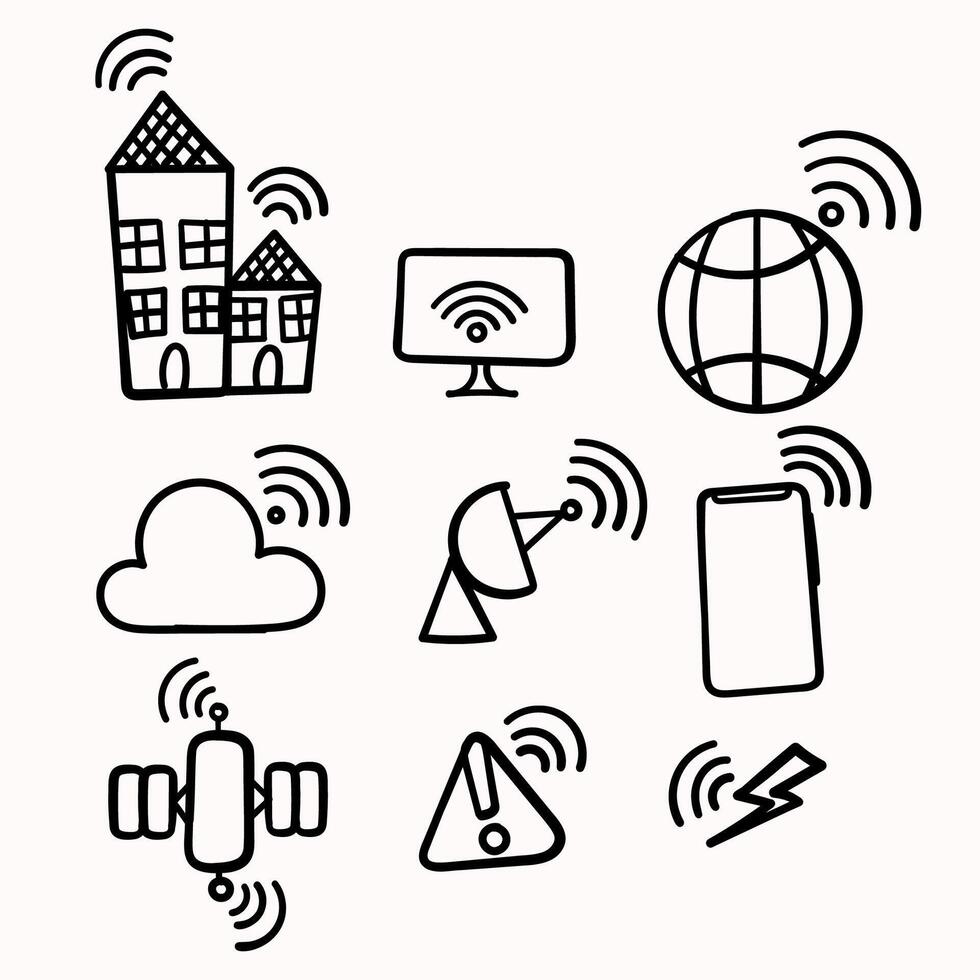 wireless internet icons set vector