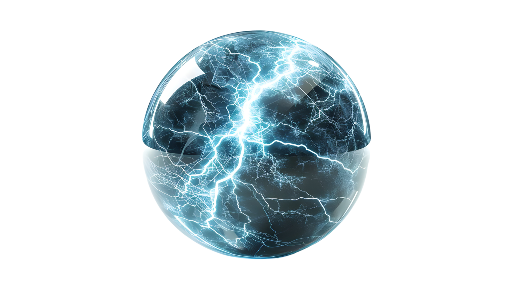 Abstract Sphere with Electric Lightning. isolated on transparent background png