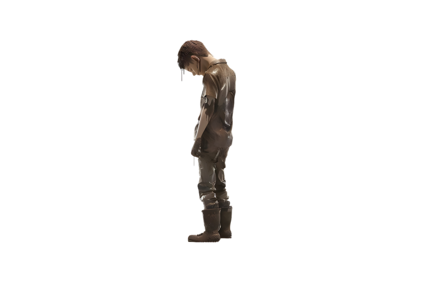 Man Covered in Mud. Isolated on transparent background png