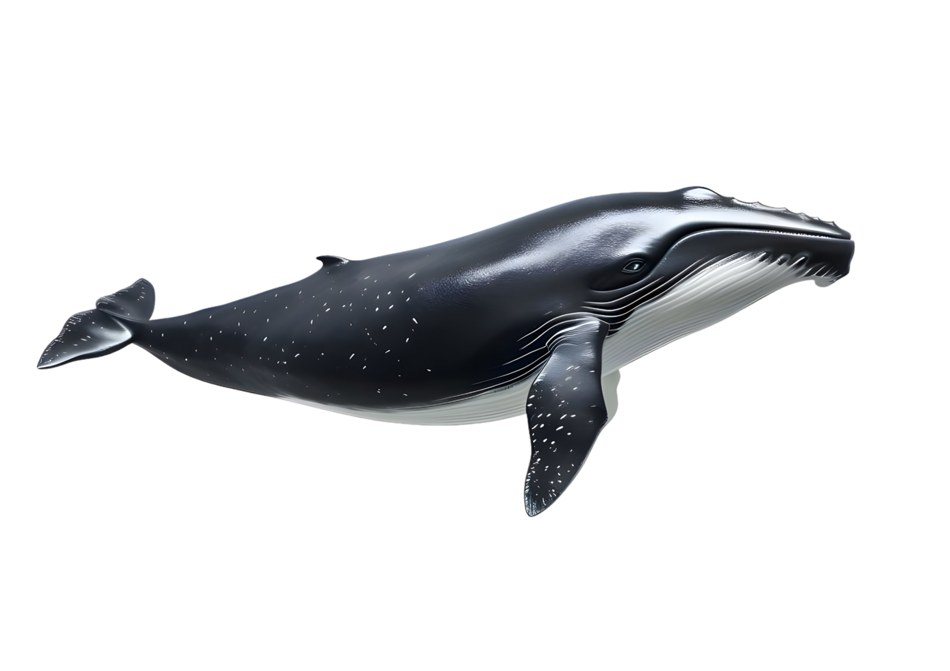 Humpback Whale Swimming in the Ocean. Isolated on transparent background png