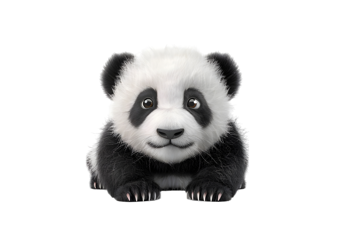 Cute Panda Cub Close-Up Portrait. Isolated on transparent background png