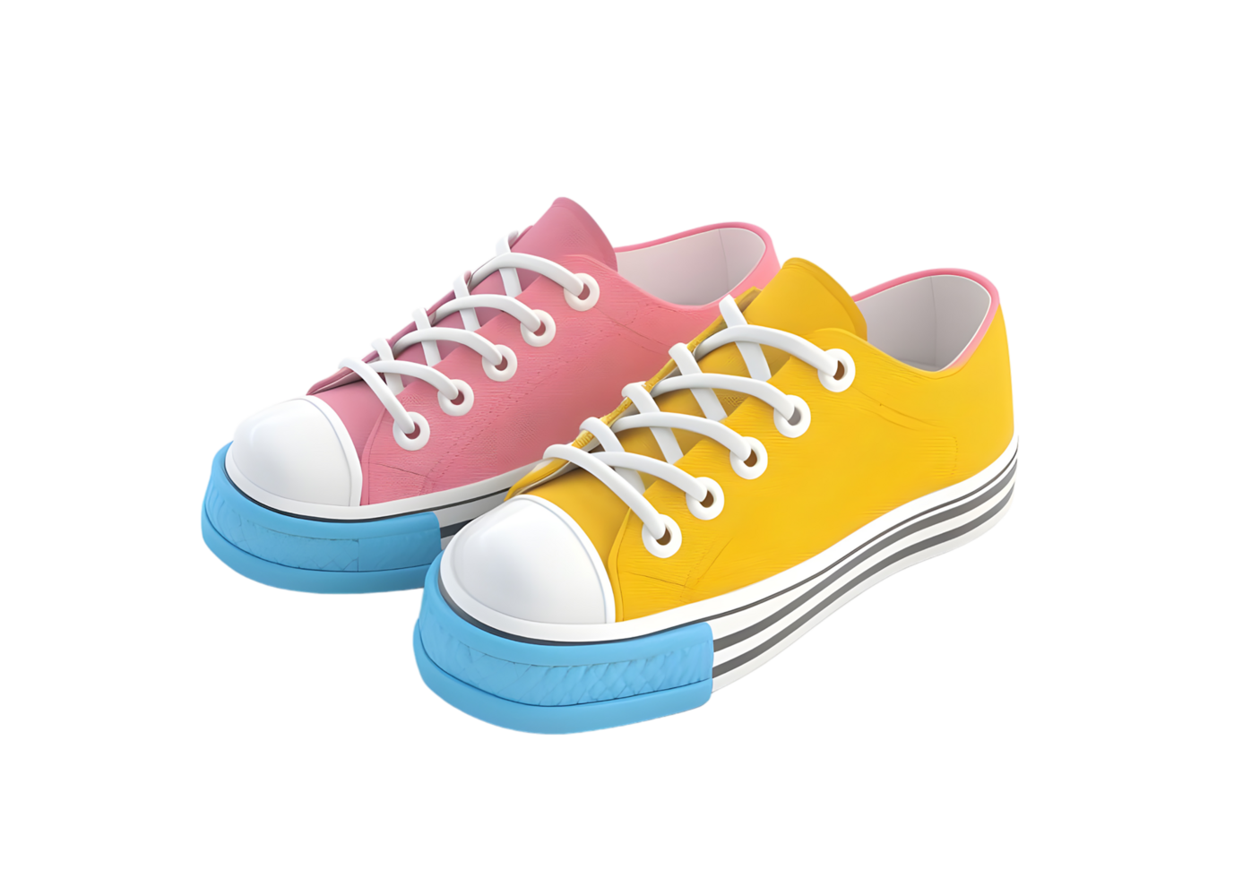 Colorful Sneakers with White Laces. Isolated on transparent background png