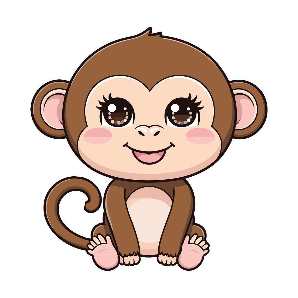 Cute baby monkey illustration vector