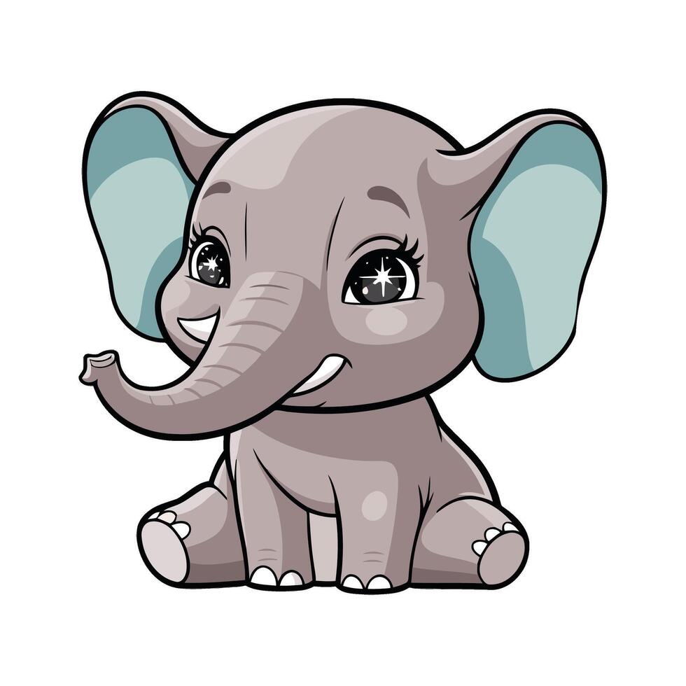Cute baby elephant illustration vector