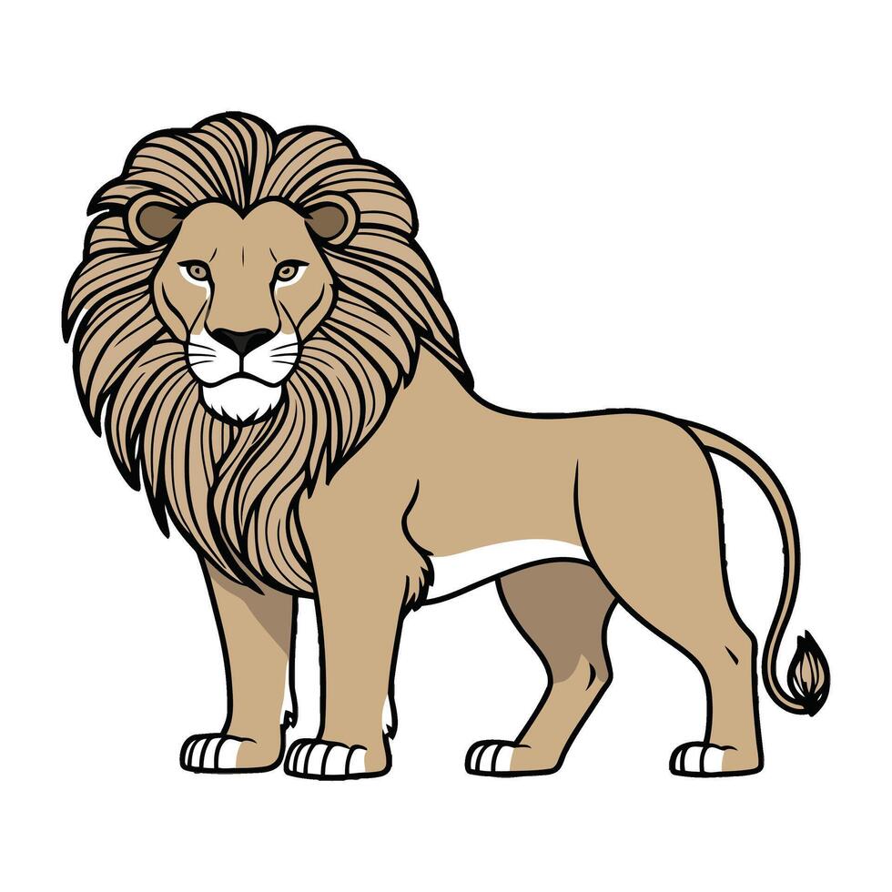 Lion standing on white background illustration vector
