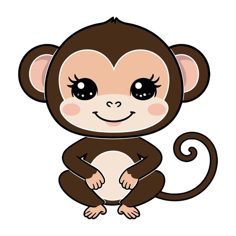 Cute monkey illustration vector