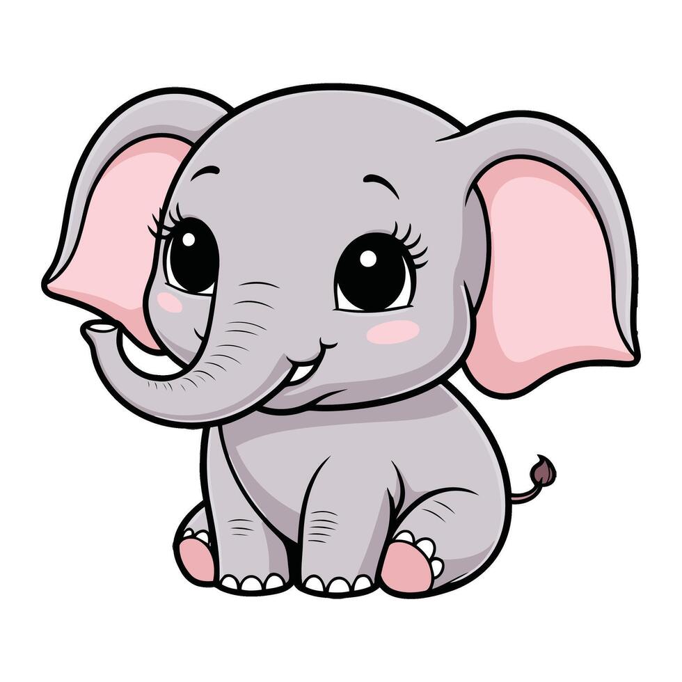 A cartoon elephant sitting down with a big pink nose vector