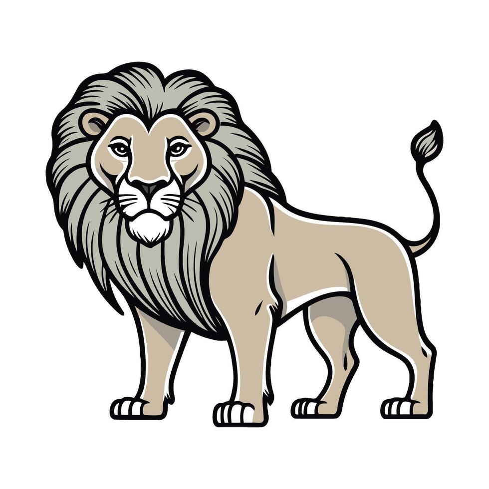 Lion standing on white background illustration vector