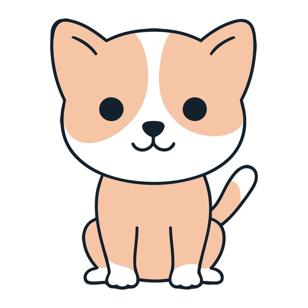 A cartoon cat sitting down with a white background vector