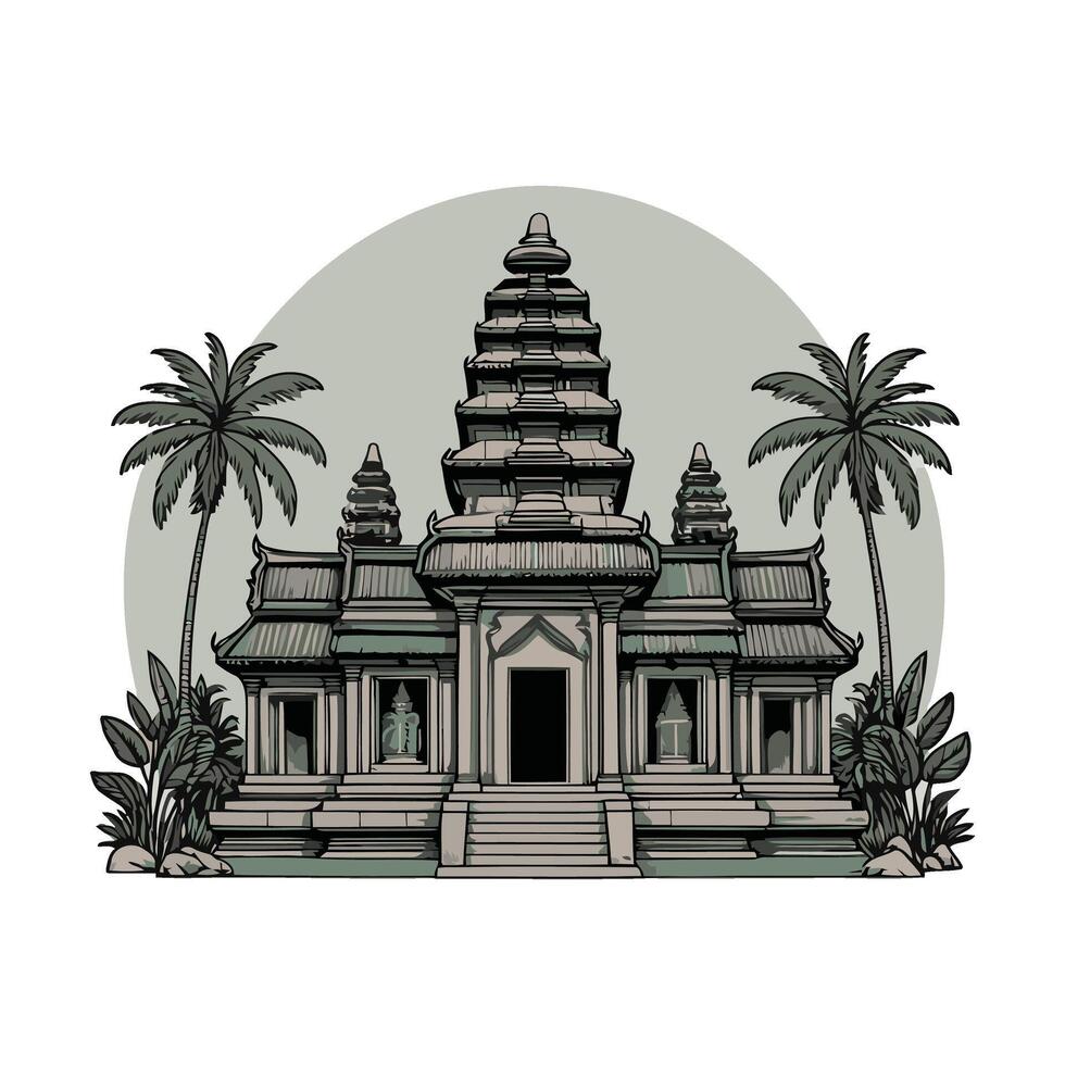 Angkor wat temple in angkor, thailand, illustration vector