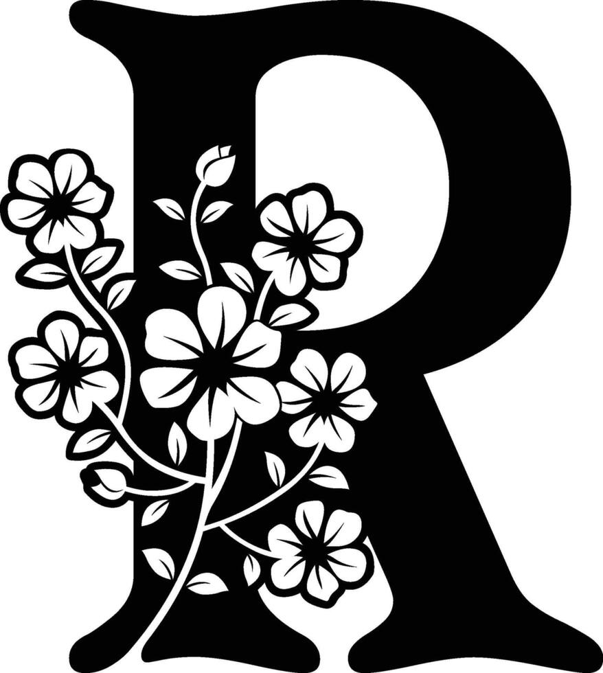 R flower logo design vector