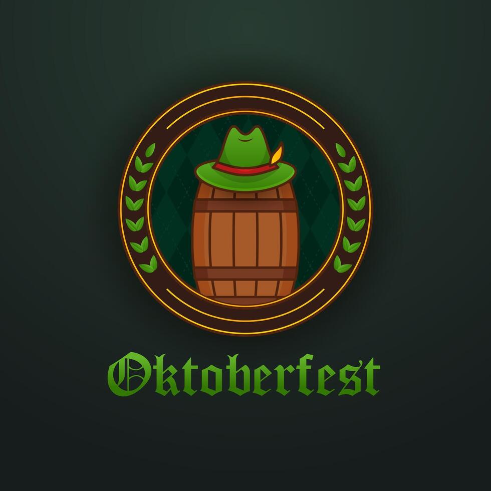 oktoberfest logo with barrel and hat celebration design vector