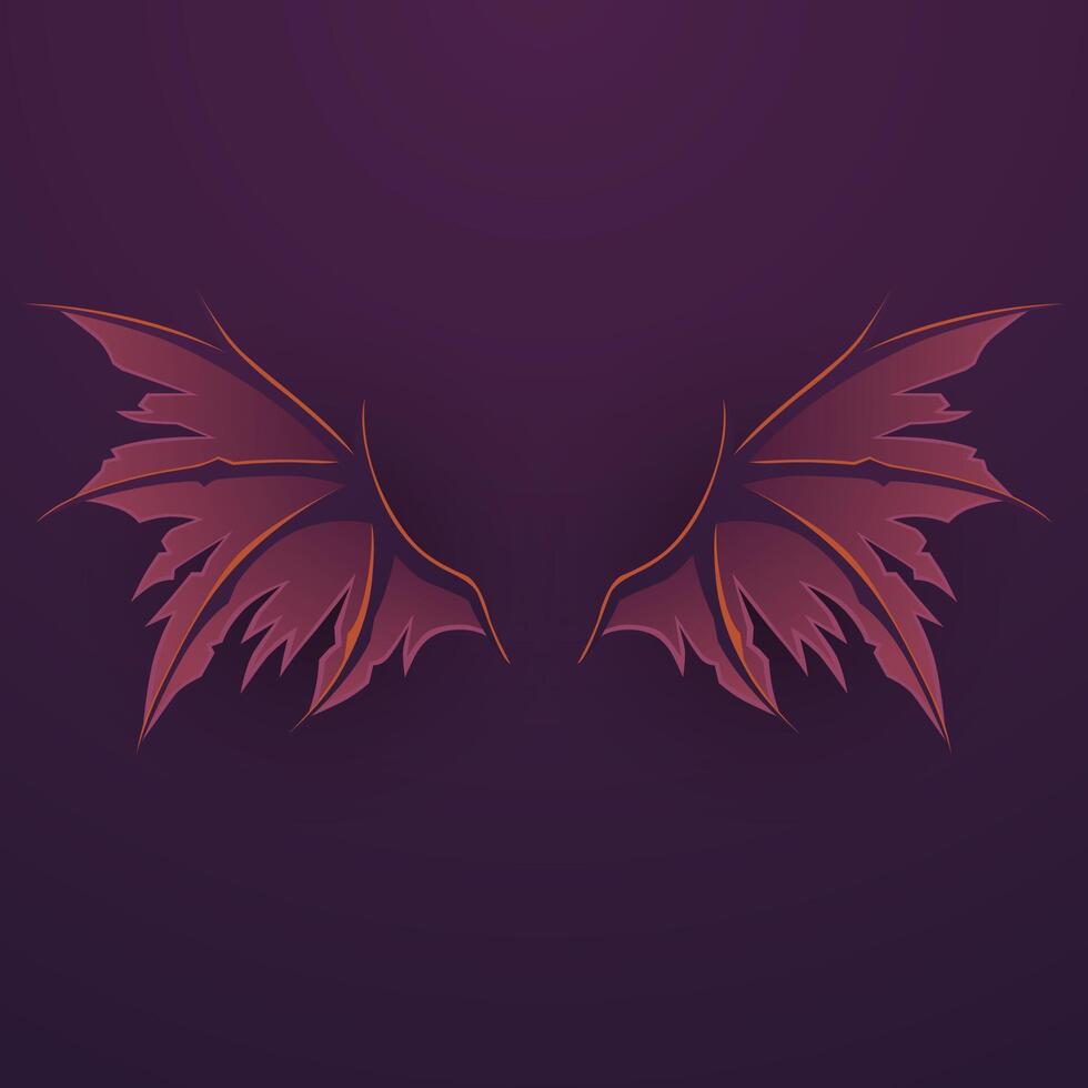 creepy crimson demon wings design vector