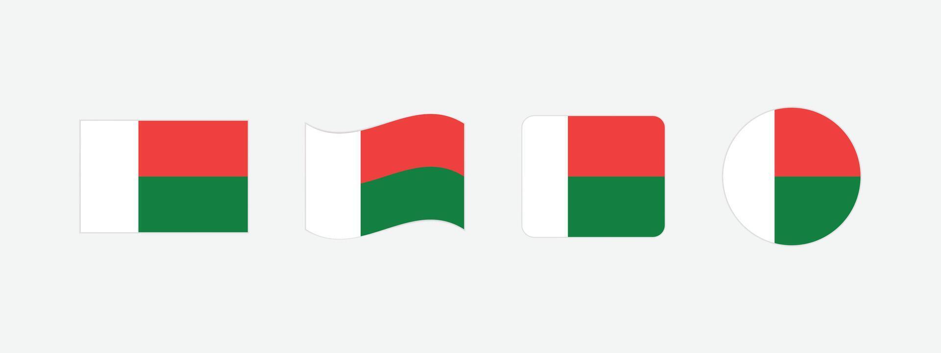 Madagascar flag. Set of Madagascar Flags Collection. vector