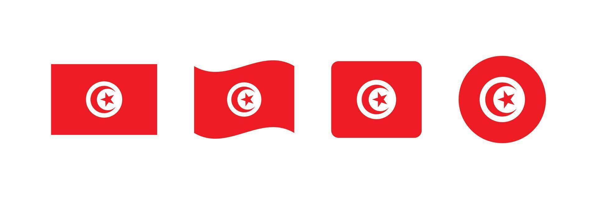 Tunisia flag. Set of Tunisia Flags Collection. vector