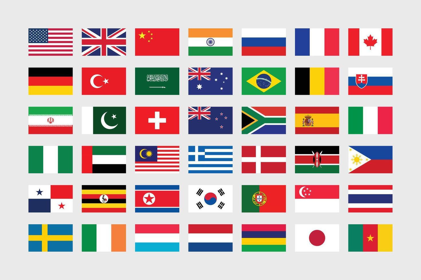 Giant Flag Collection. Set of World Country National Flag. vector