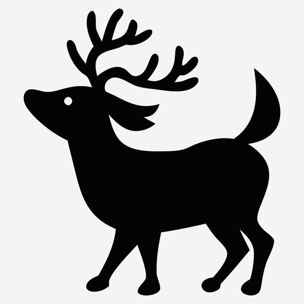Christmassy Reindeer with horns silhouette. Deer illustration. A festive drawing stock illustration vector