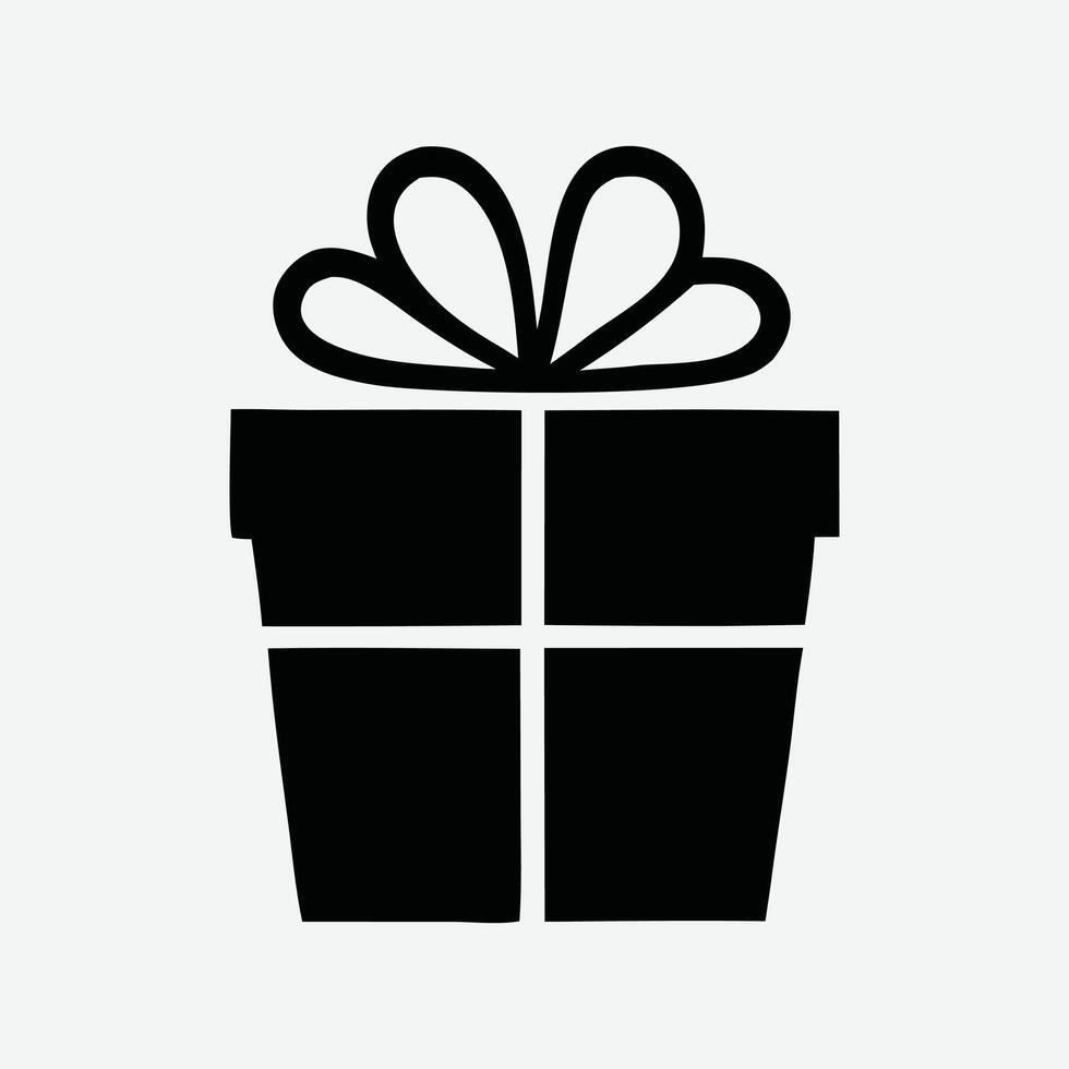 Gift icon for birthday and party theme in black and white. illustration. A festive drawing stock illustration vector