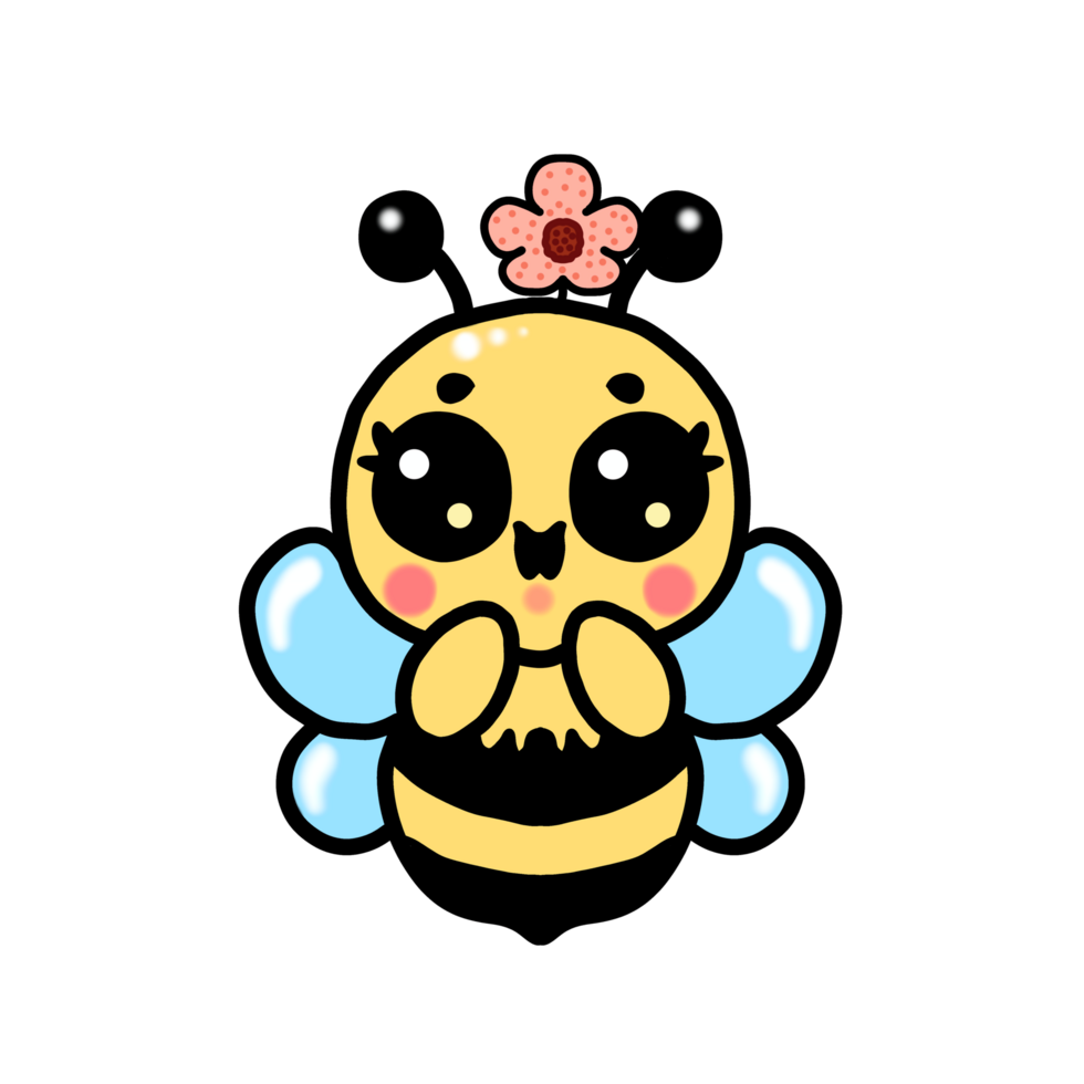 A cute little bee with a flower on its head png