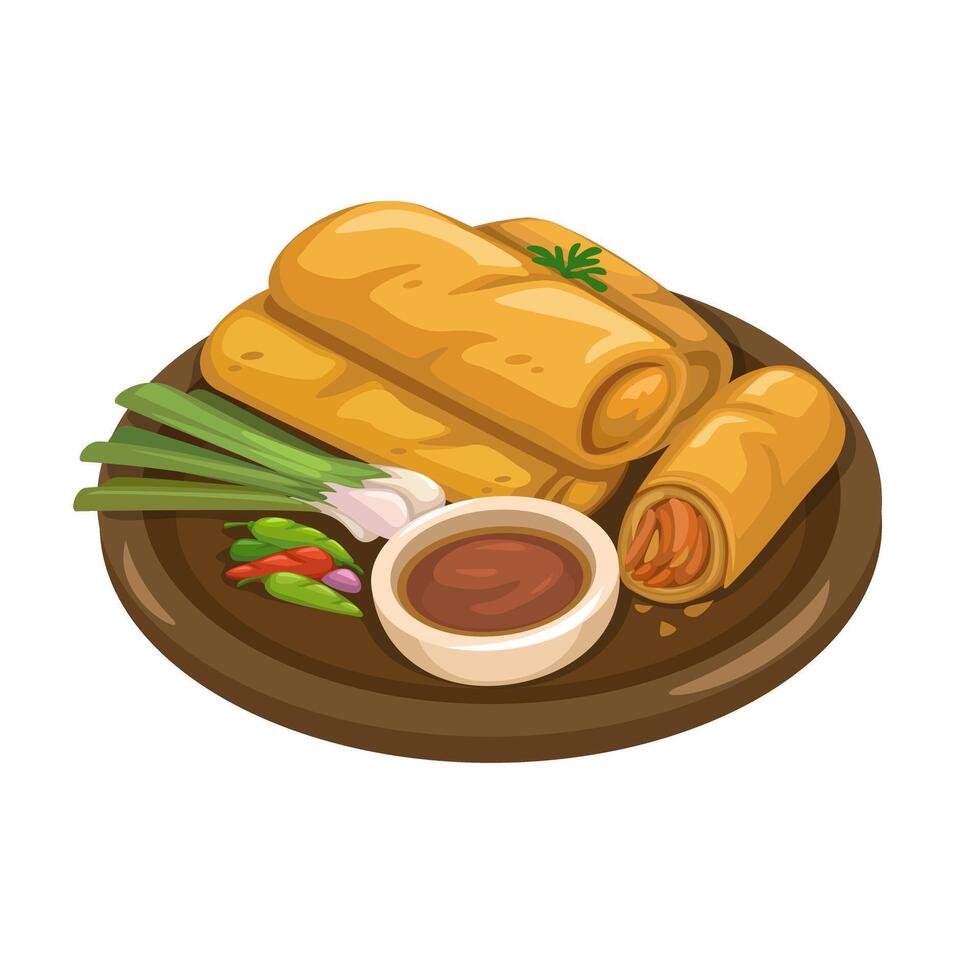 Lumpia Traditional Food From Indonesia llustration vector