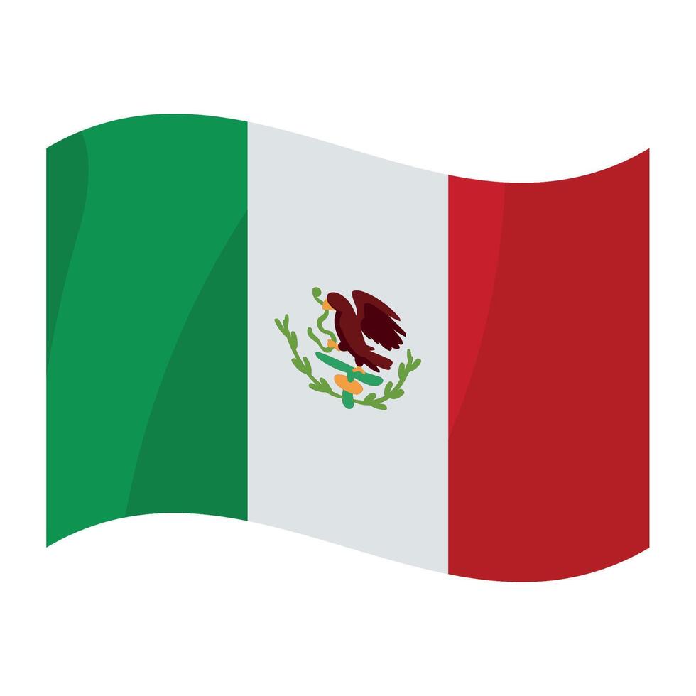 Mexico flag waving on white background vector