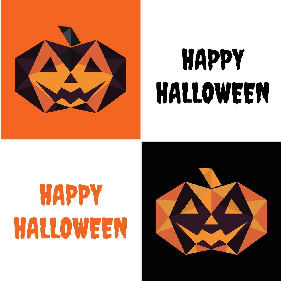 Horror Happy Halloween Text with Cool Geometric Pumpkins vector