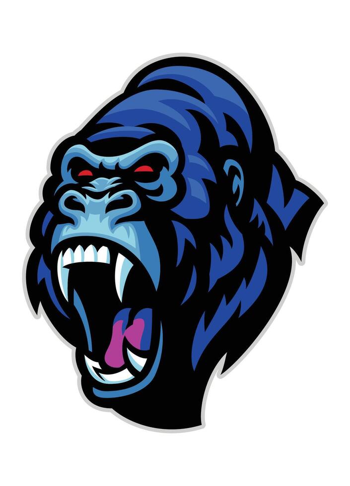Mad Gorilla Head Roaring Mascot Logo Illustration vector