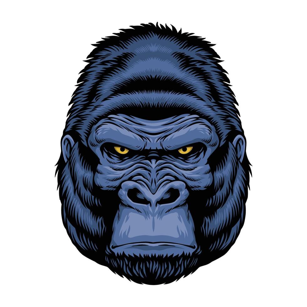 Serious Gorilla Hand Drawn Illustration vector