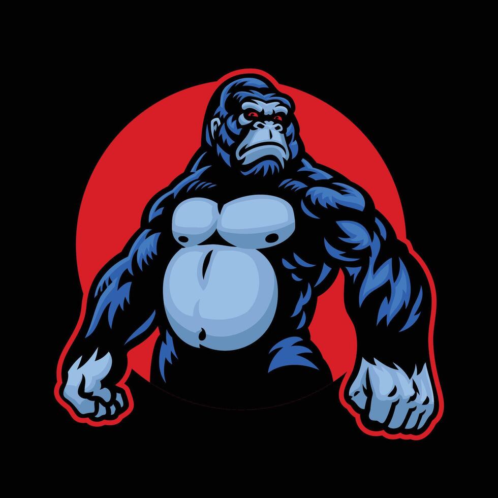 Mad Gorilla Mascot Logo Illustration vector