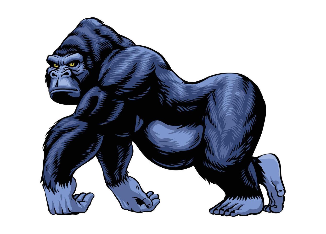 Hand Drawn Illustration of Big Aggresive Gorilla vector