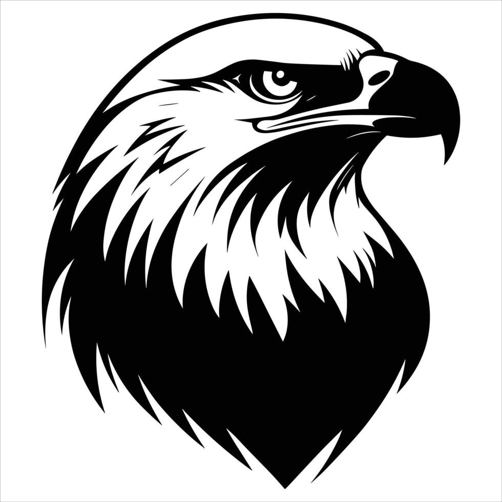 A black Bald Eagle silhouette fly on a white background vector