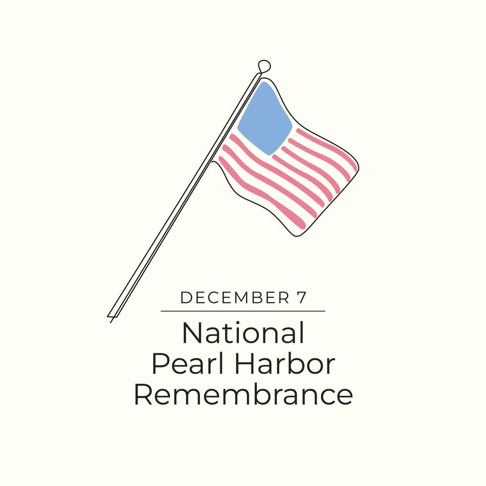 National Pearl Harbor Day of Remembrance design template good for celebration usage. National Pearl Harbor Day design. continuous line drawing. eps 10. vector