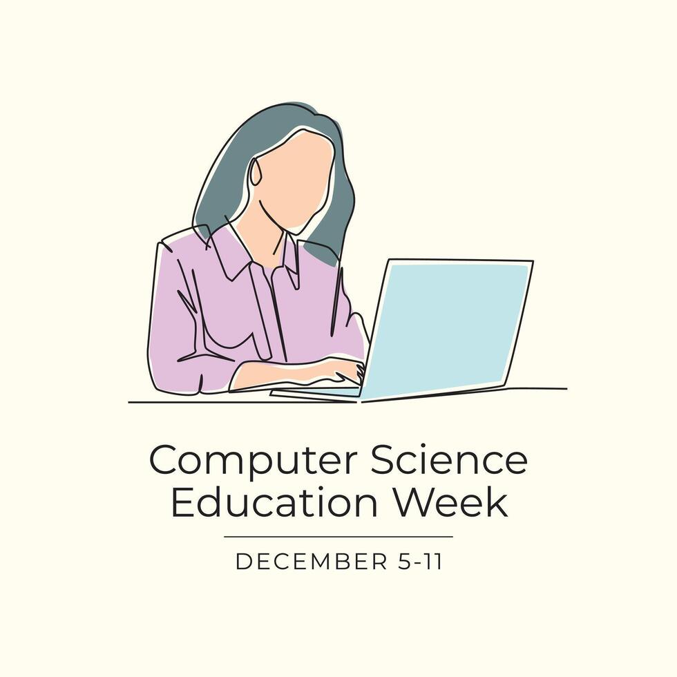 Computer Science Education Week design template good for celebration usage. Computer Science Education Week design. continuous line drawing. eps 10. vector