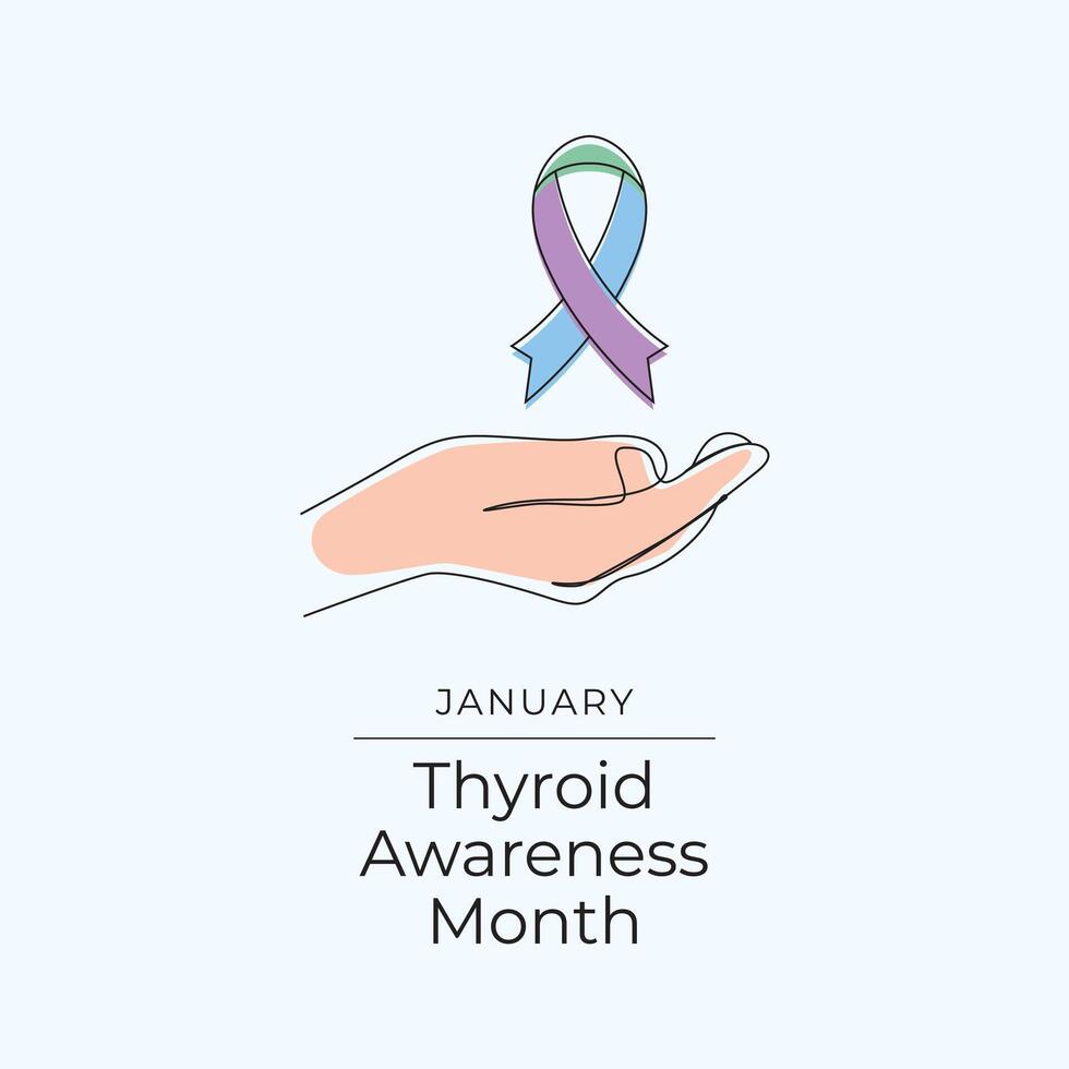 Thyroid Awareness Month design template good for celebration usage. Thyroid Awareness Month design. Design ribbon. continuous line drawing. eps 10. vector