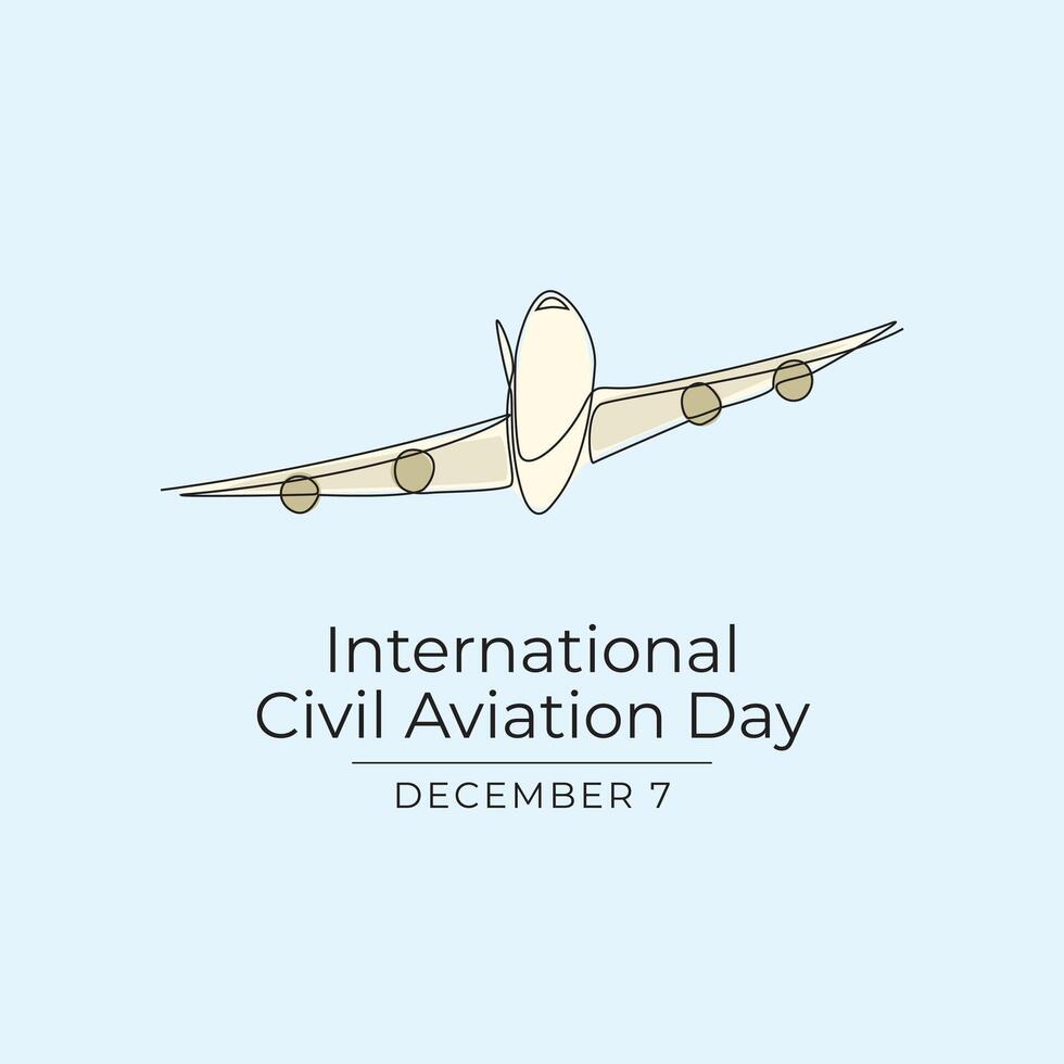 International Civil Aviation Day design template good for celebration usage. International Civil Aviation Day design. continuous line drawing. eps 10. vector