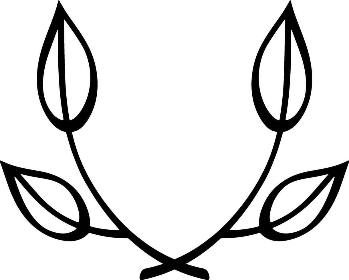 Doodle wreath branch with leaves icon Sketch clipart vector
