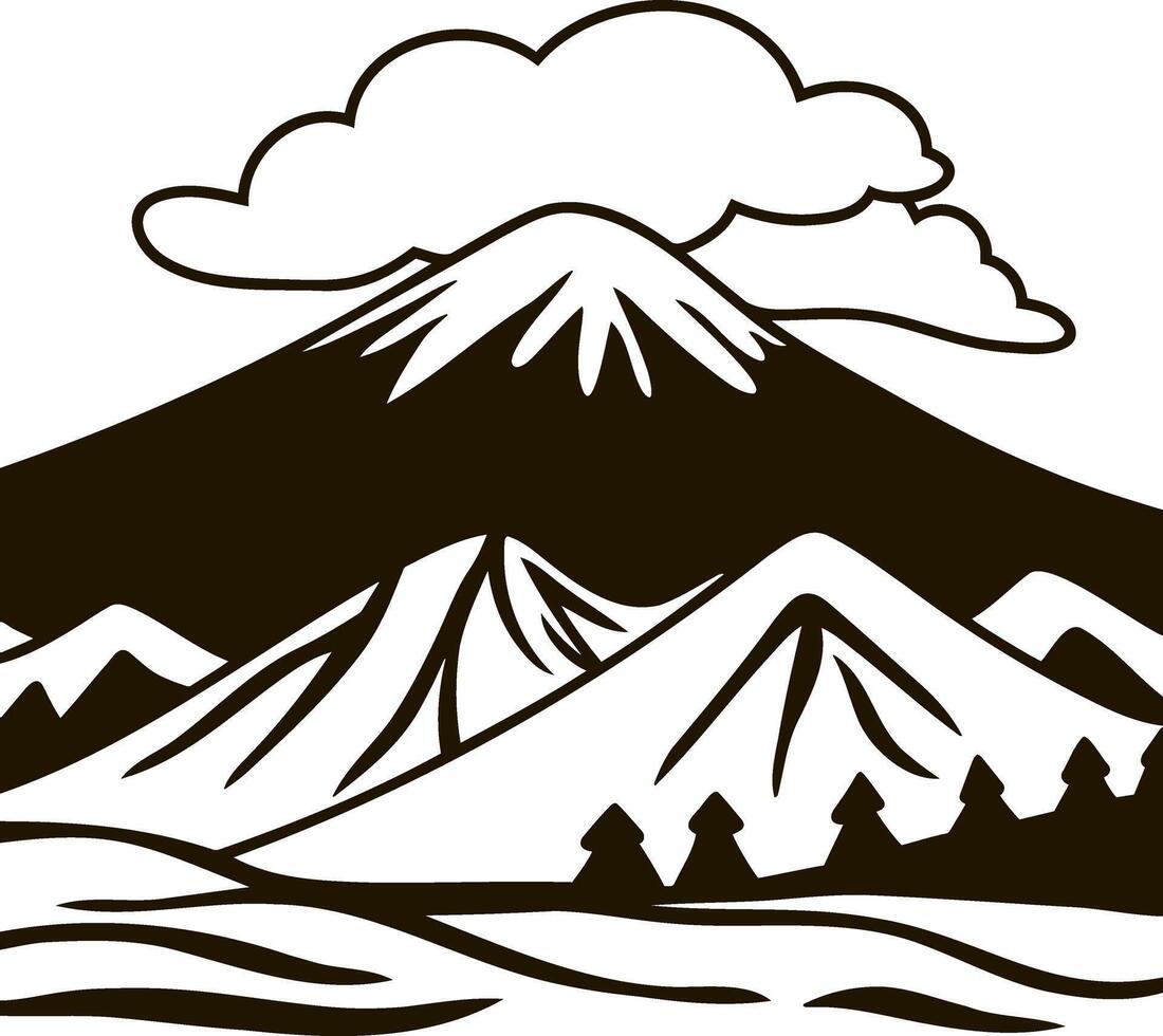 Mountain icon Hand drawing clip art vector