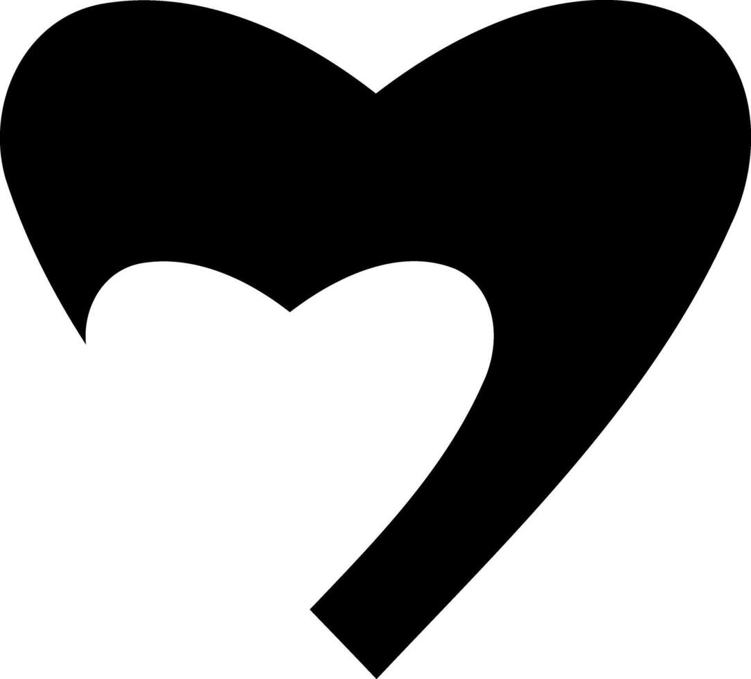 Stencil two heart icon Doodle black clipart vector