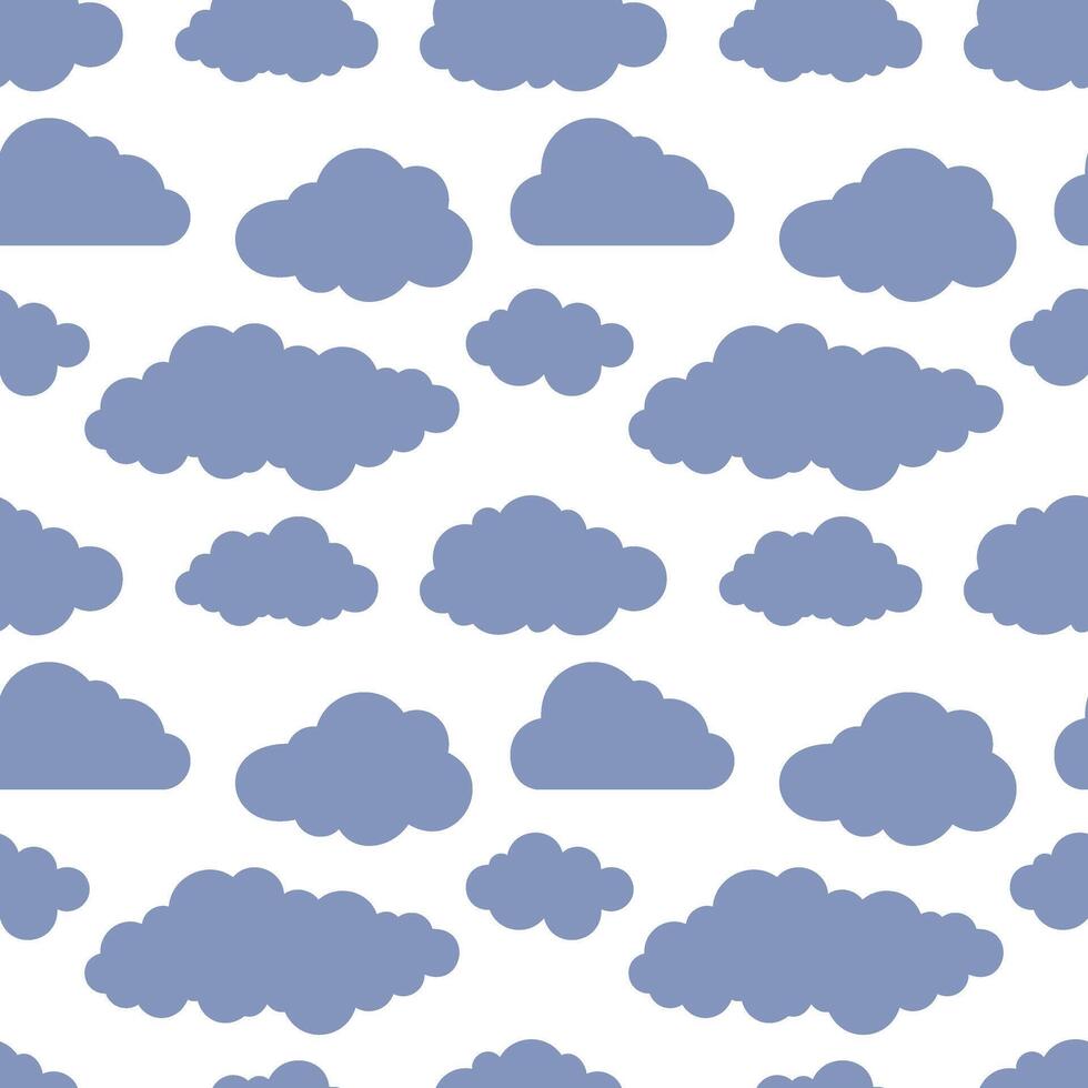 Blue cloud seamless pattern Stencil vector