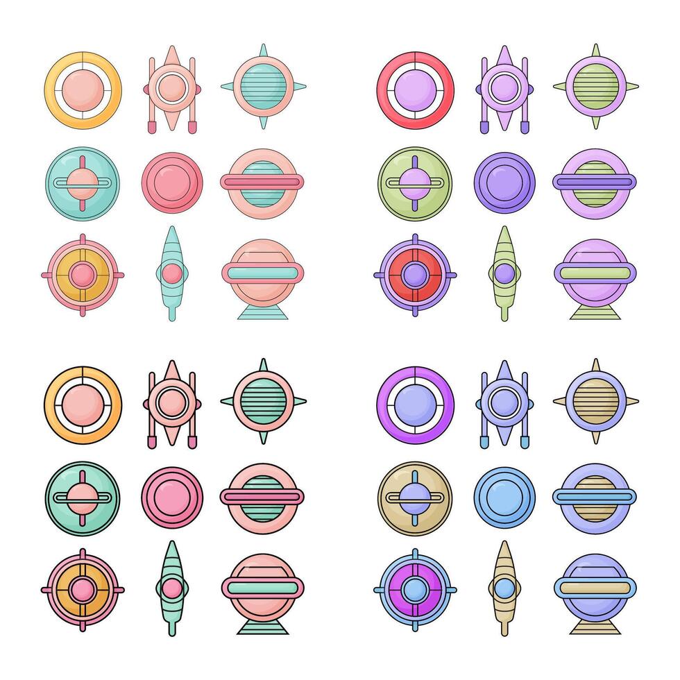 Retro futuristic design elements. collection of abstract graphic geometric symbols and objects vector