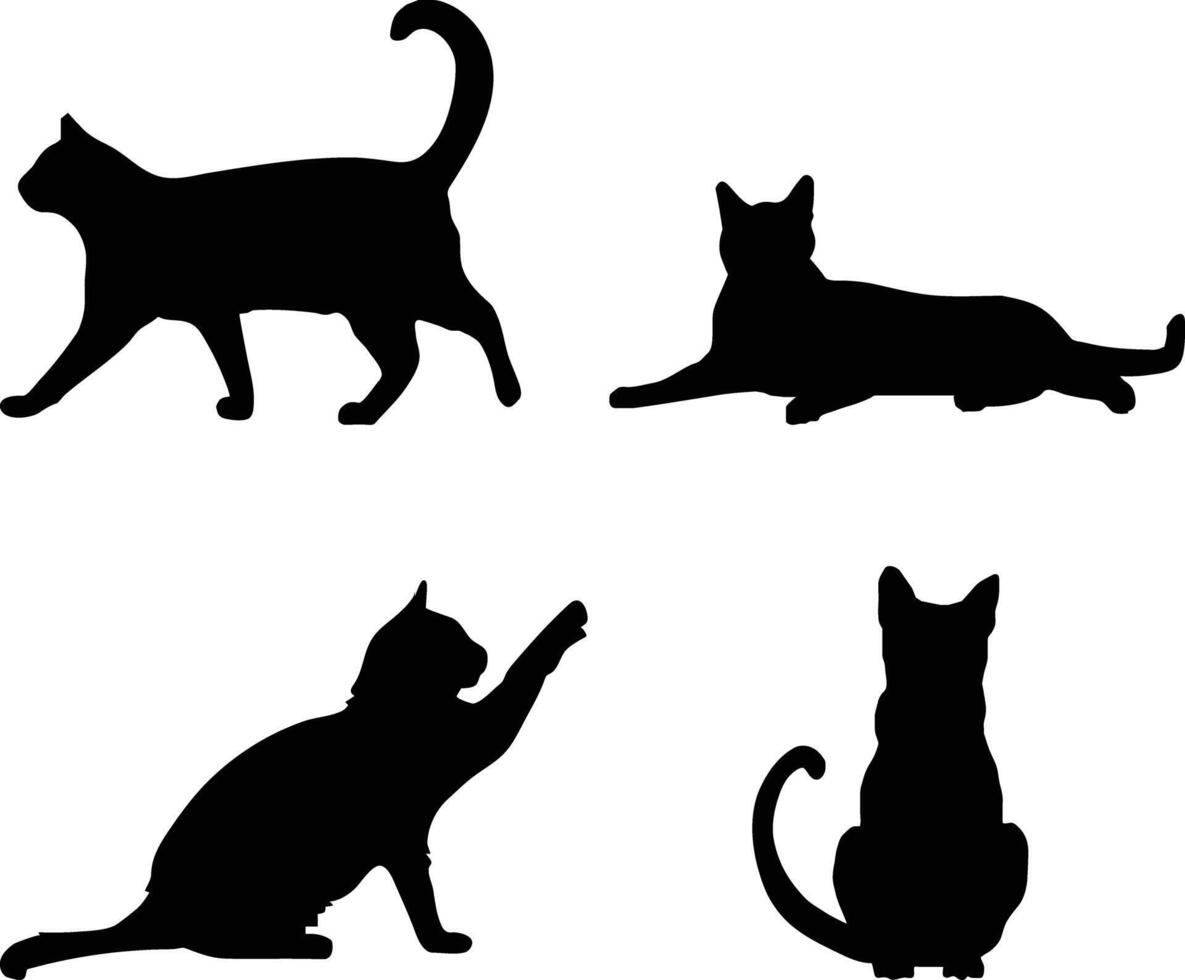 Beautiful Cat Silhouette Designs Set vector