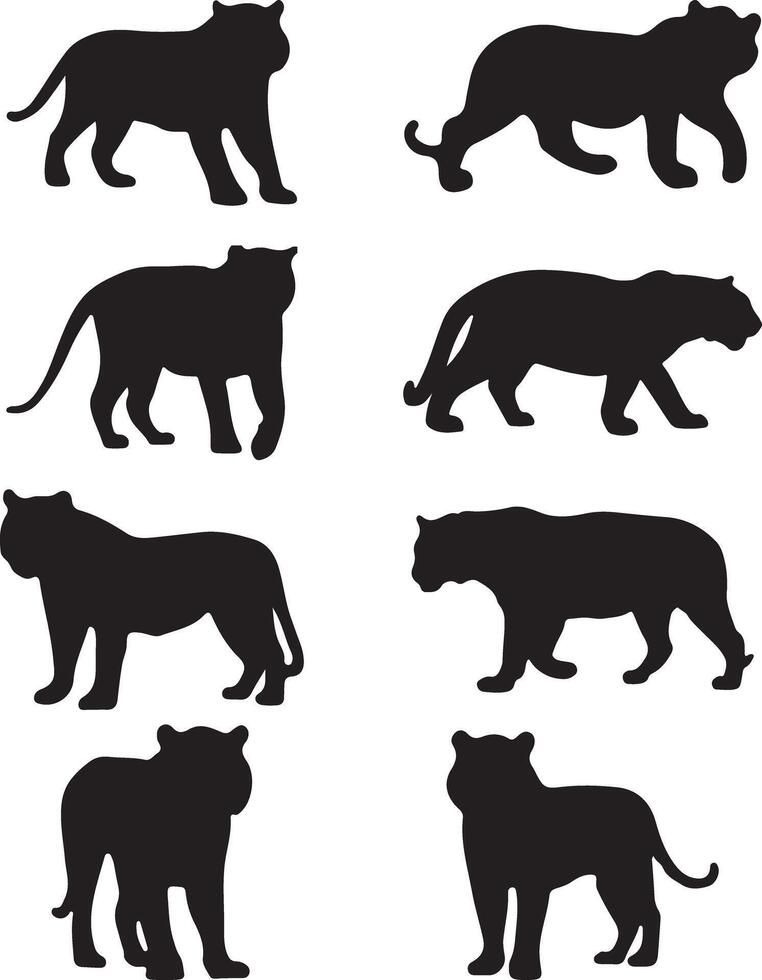 Unique Collection Of Tiger Silhouette vector