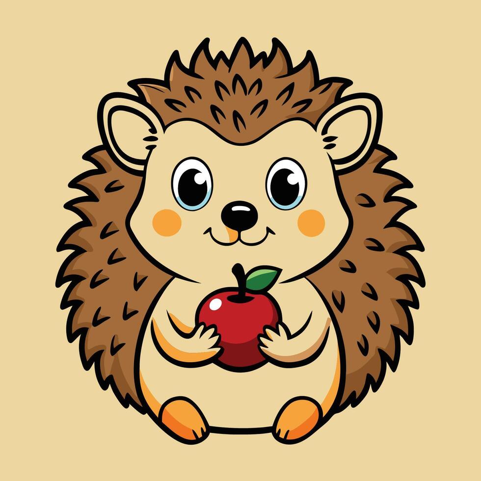 a cartoon hedge holding an apple vector