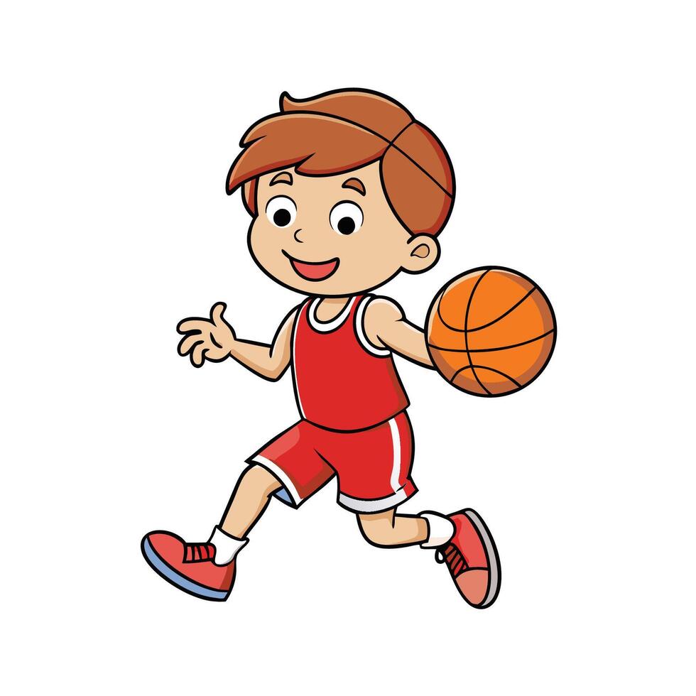 boy playing basketball illustration vector