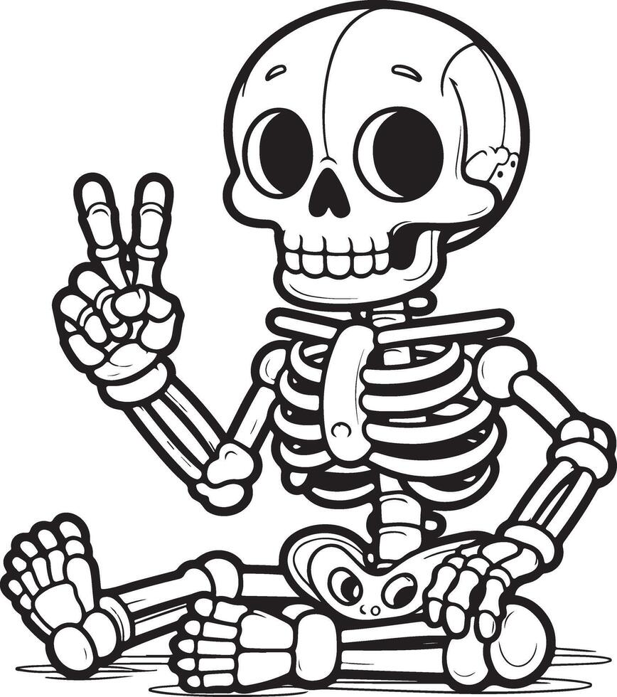 The skeleton smiles in victory vector