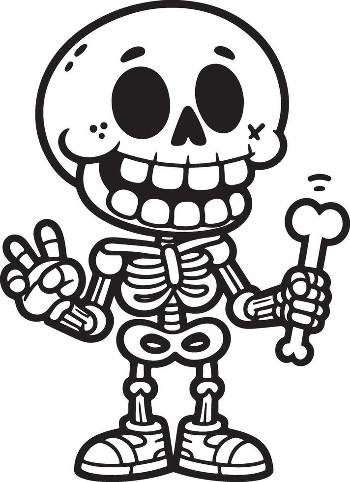Human Skeleton standing with bones vector